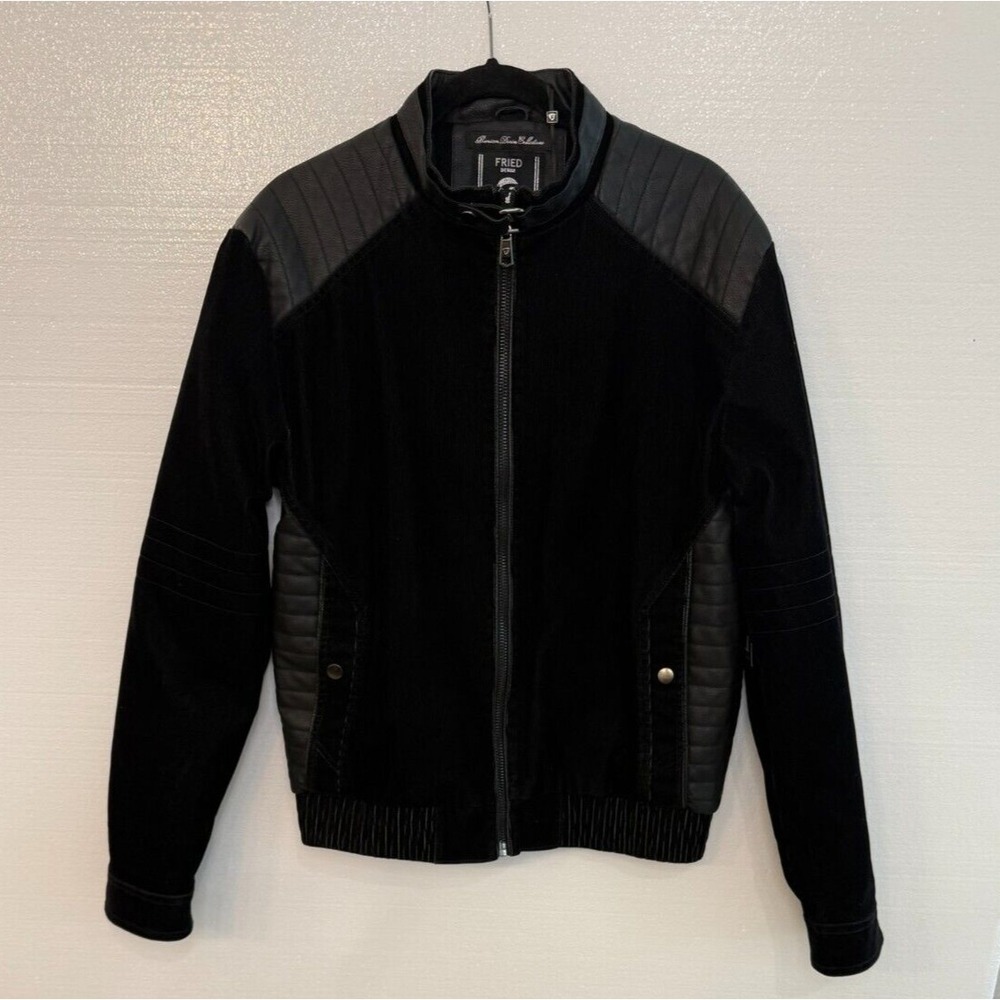 Fried Denim Premium Collection Corduroy Faux Leather Jacket Black Size Large NWT